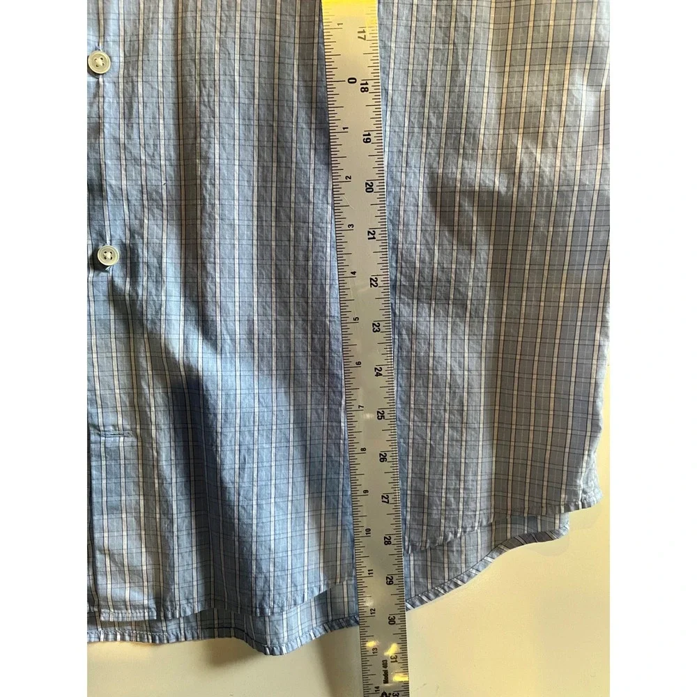 Banana Republic Mens Blue White Plaid Button Down Shirt Size M 15-15.5 Medium